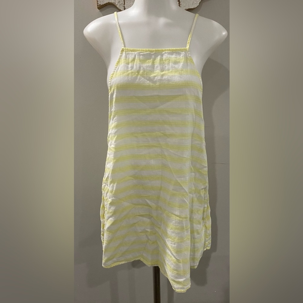 ONIA Sasha Backless Mini Dress Cover-Up Yellow White Sundress Tank‎
